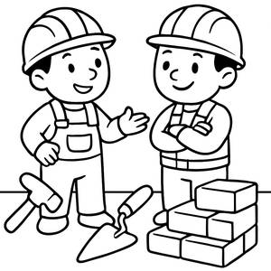 Chatting Construction Workers Coloring Page