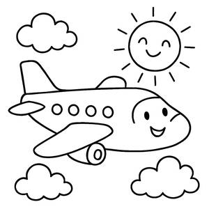 Fröhliche Flugzeug-Ausmalbild