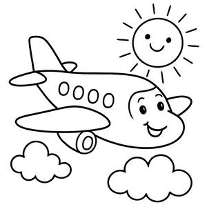 Fröhliche Flugzeug Ausmalbild