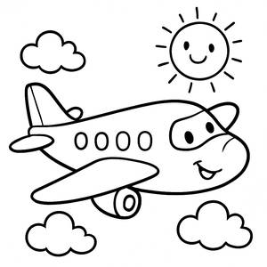 Page à Colorier de l'Avion Joyeux
