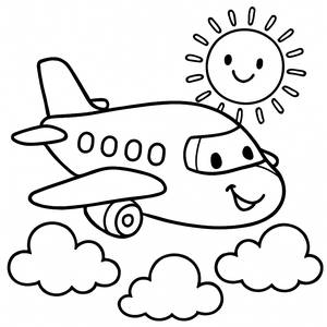 Pagina da Colorare di un Aereo Allegro