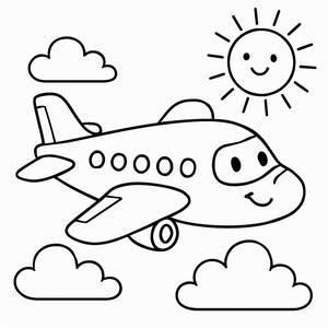 Pagina da Colorare di un Aereo Allegro
