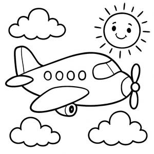 Fröhliche Flugzeug Malvorlage