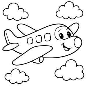 Cheerful Airplane Coloring Page