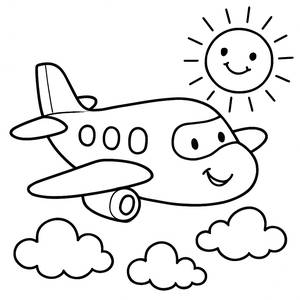 Cheerful Airplane Coloring Page