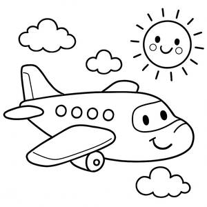 Fröhliche Flugzeug-Ausmalbild