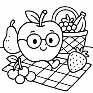 Fröhliche Apfel Malvorlage