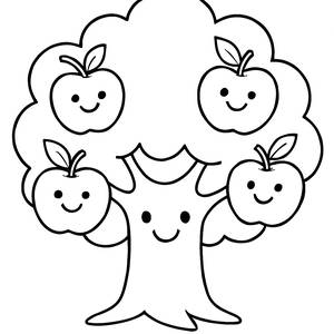 Página para Colorear de un Alegre Manzano