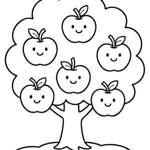 Fröhlicher Apfelbaum Ausmalbild