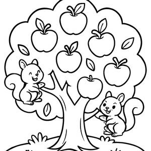 Cheerful Apple Tree Coloring Page