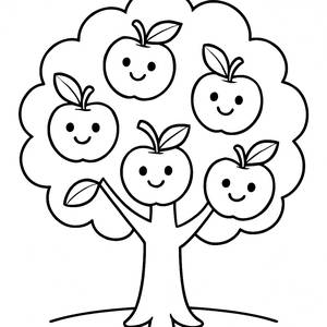 Fröhlicher Apfelbaum Ausmalbild