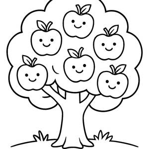 Fröhlicher Apfelbaum Ausmalbild