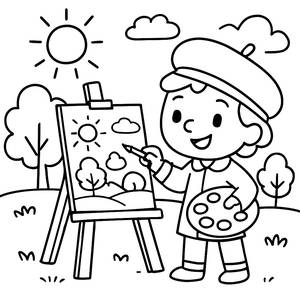 Cheerful Artist Coloring Page