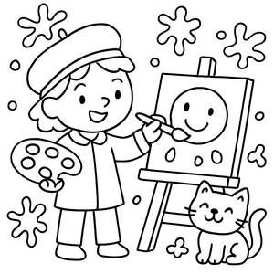 Cheerful Artist Coloring Page