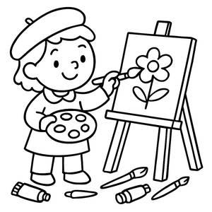 Cheerful Artist Coloring Page