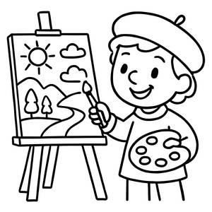 Cheerful Artist Coloring Page