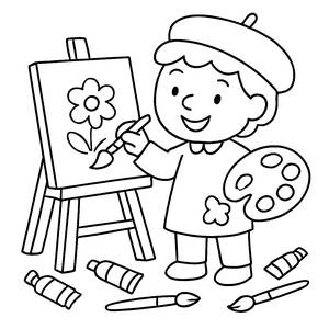 Cheerful Artist Coloring Page