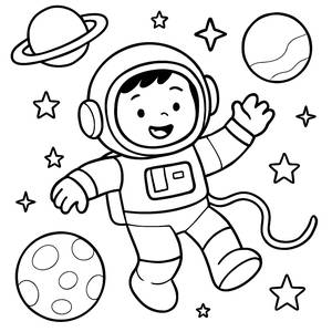 Fröhliche Astronauten Malvorlage