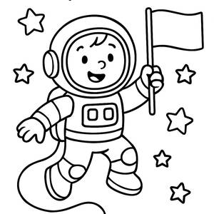 Pagina da Colorare dell'Astronauta Allegro