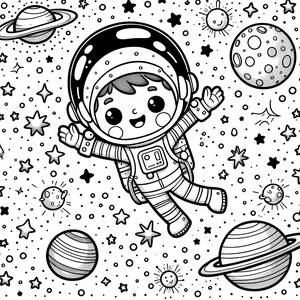 Fröhliche Astronauten Ausmalbild