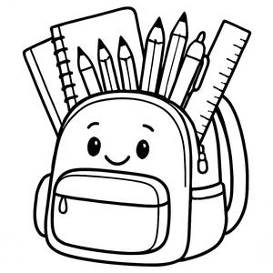 Cheerful Backpack Coloring Page