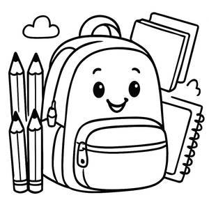 Cheerful Backpack Coloring Page