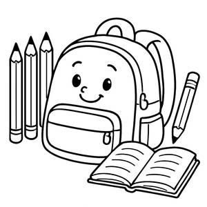 Cheerful Backpack Coloring Page