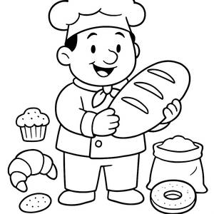 Cheerful Baker Coloring Page