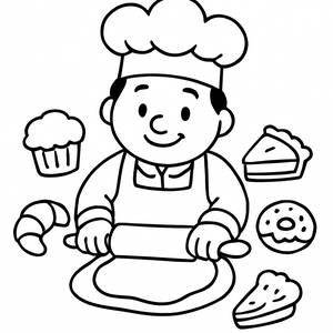 Página para Colorir do Padeiro Alegre