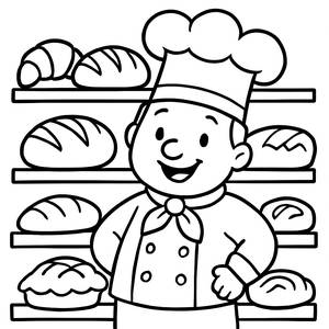 Fröhlicher Bäcker Malvorlage