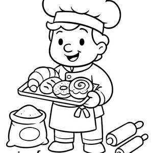 Cheerful Baker Coloring Page