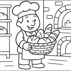 Cheerful Baker Coloring Page