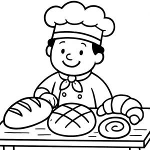Cheerful Baker Coloring Page