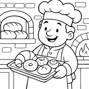 Cheerful Baker Coloring Page