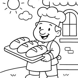 Cheerful Baker Coloring Page