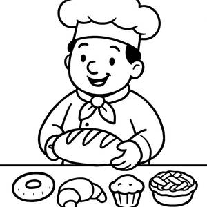 Cheerful Baker Coloring Page