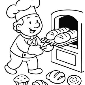 Cheerful Baker Coloring Page
