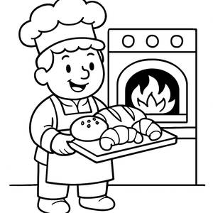 Cheerful Baker Coloring Page
