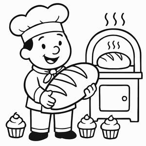 Cheerful Baker Coloring Page