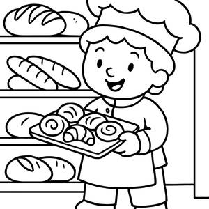 Cheerful Baker Coloring Page