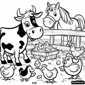 Cheerful Barn Scene Coloring Page