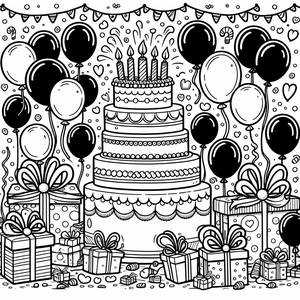 Fröhliche Geburtstag Ausmalbild