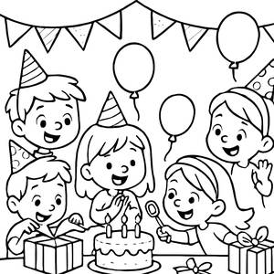 Pagina da Colorare di Una Felice Festa di Compleanno