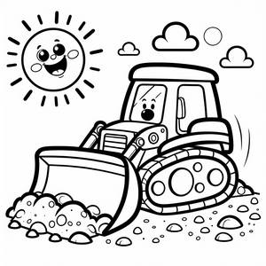 Fröhlicher Bagger Ausmalbild