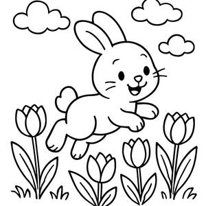 Fröhliche Hase Springen Malvorlage