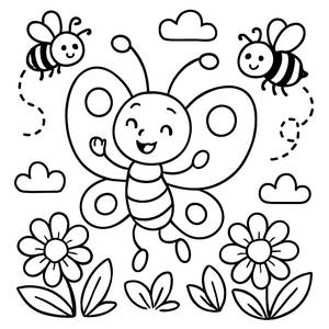 Page à Colorier de Papillon Joyeux