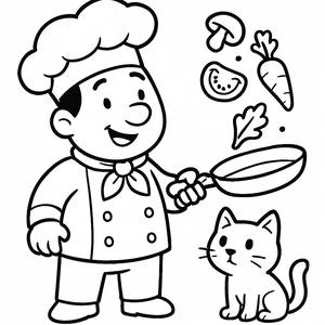 Cheerful Chef Coloring Page