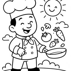 Cheerful Chef Coloring Page