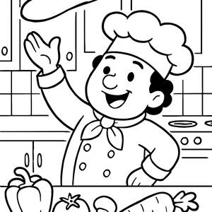Cheerful Chef Coloring Page