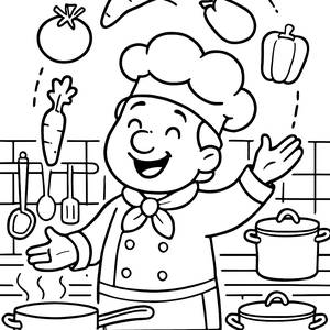 Cheerful Chef Coloring Page